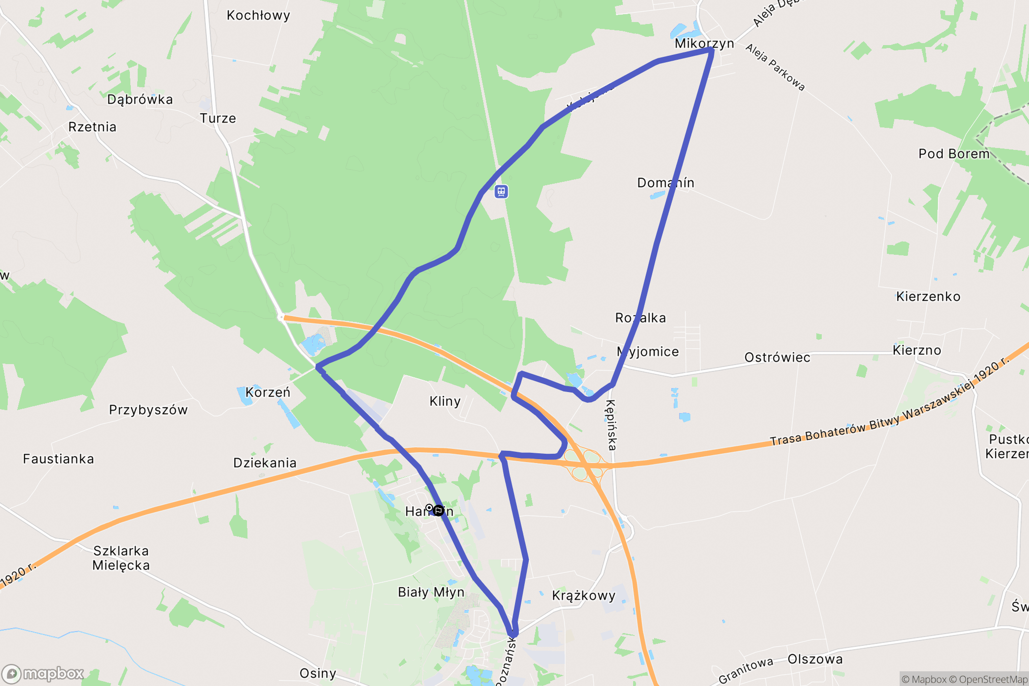 Hanulin: mapa trasy - Poland