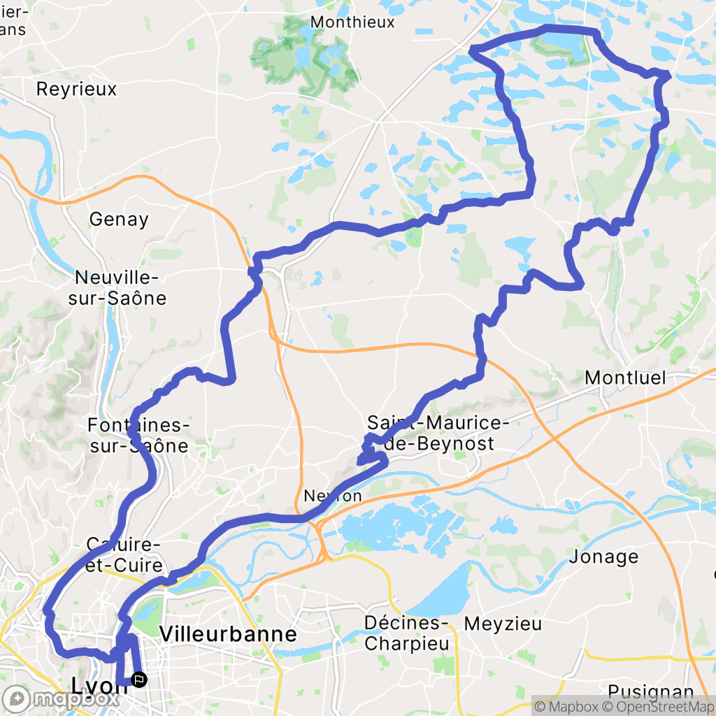Lyon : carte du parcours de randonnée - France