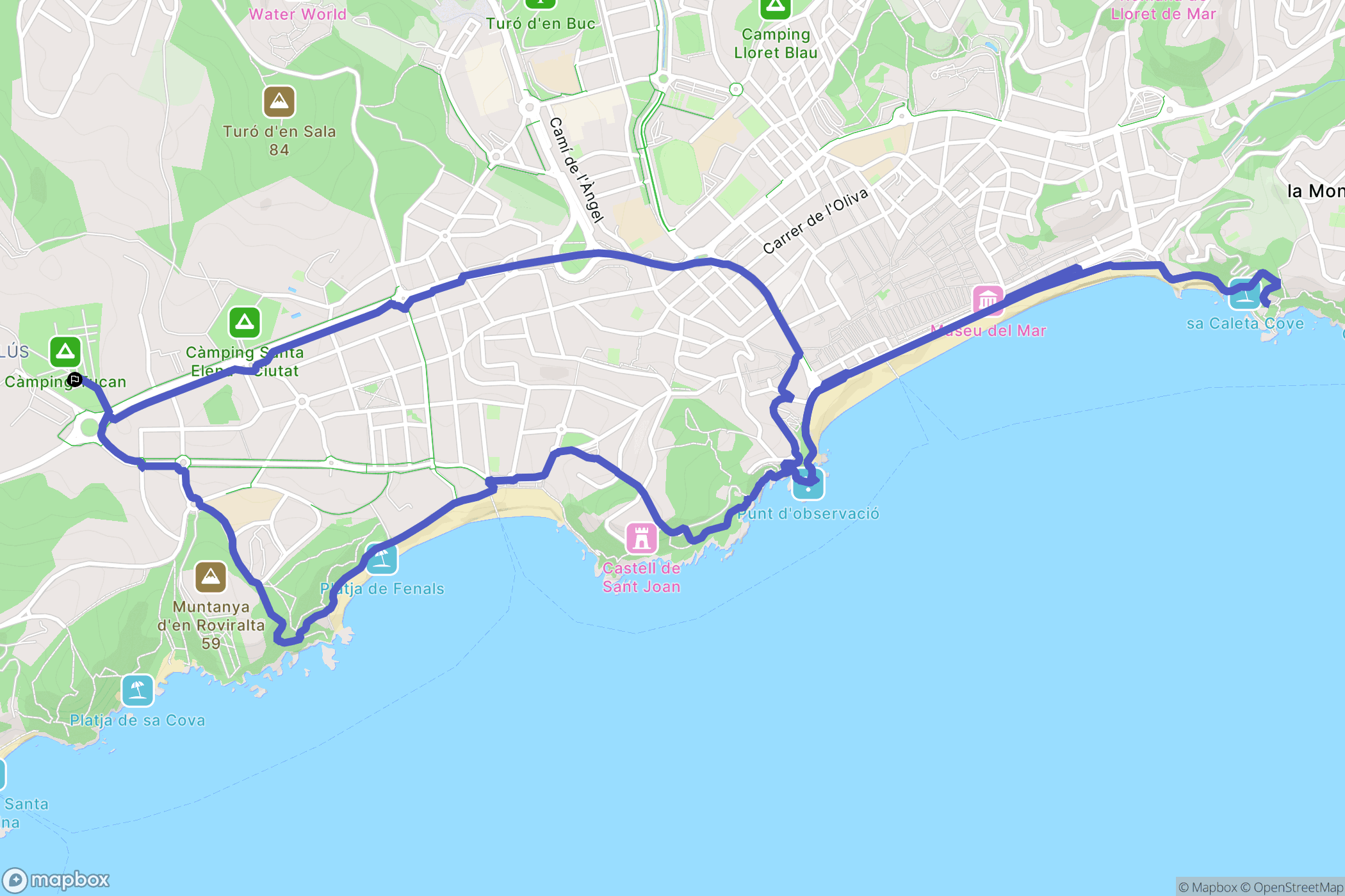 Girona : carte du parcours de randonnée - Spain