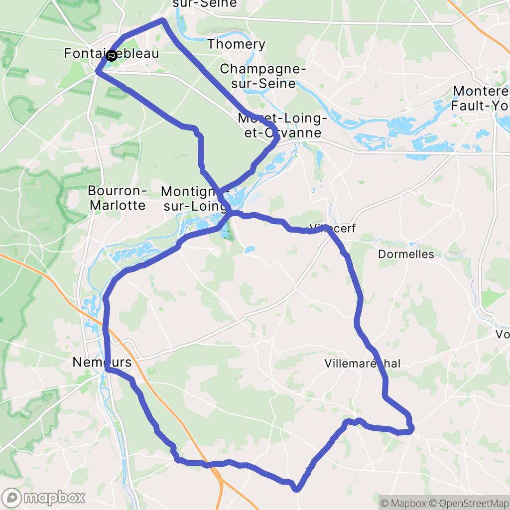 Fontainebleau : carte du parcours de randonnée - France