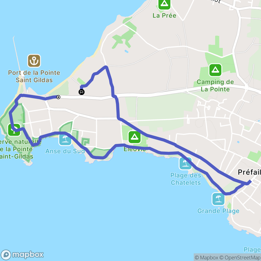 Préfailles : carte du parcours de randonnée - France