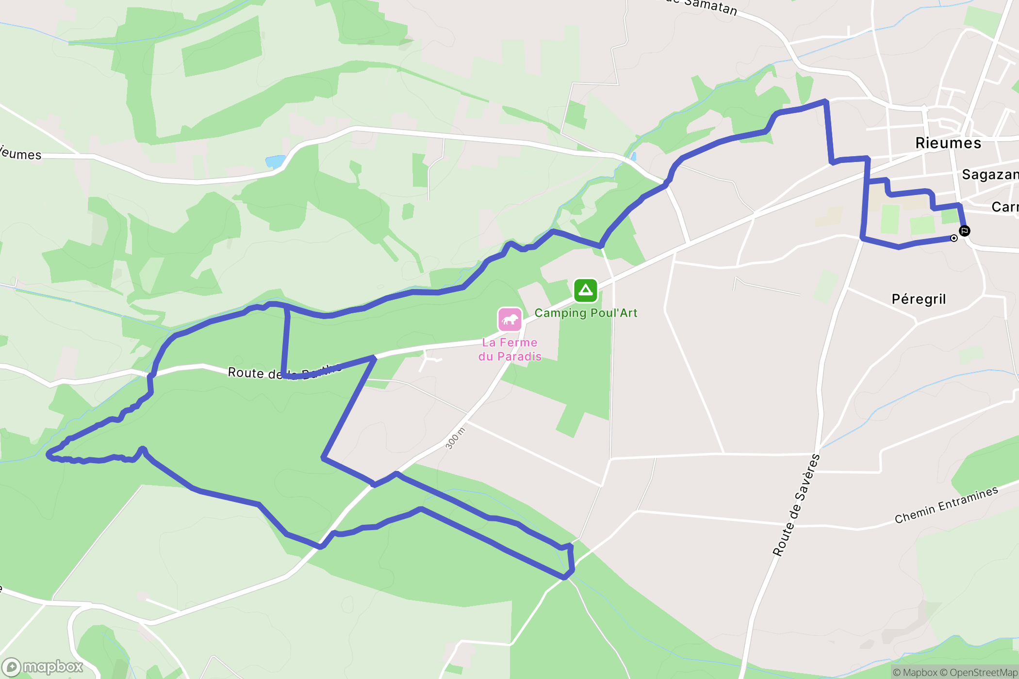 Rieumes : carte du parcours de randonnée - France