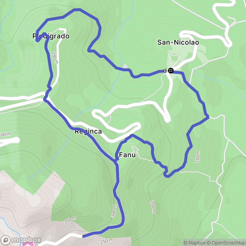 San-Nicolao : carte du parcours de randonnée - France