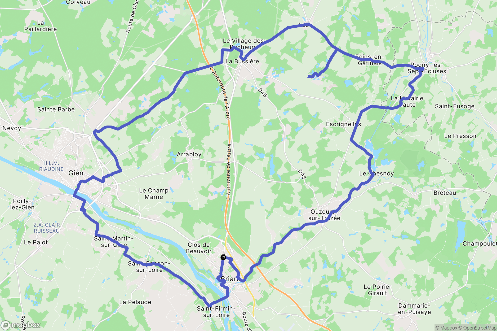 Briare : carte du parcours de randonnée - France