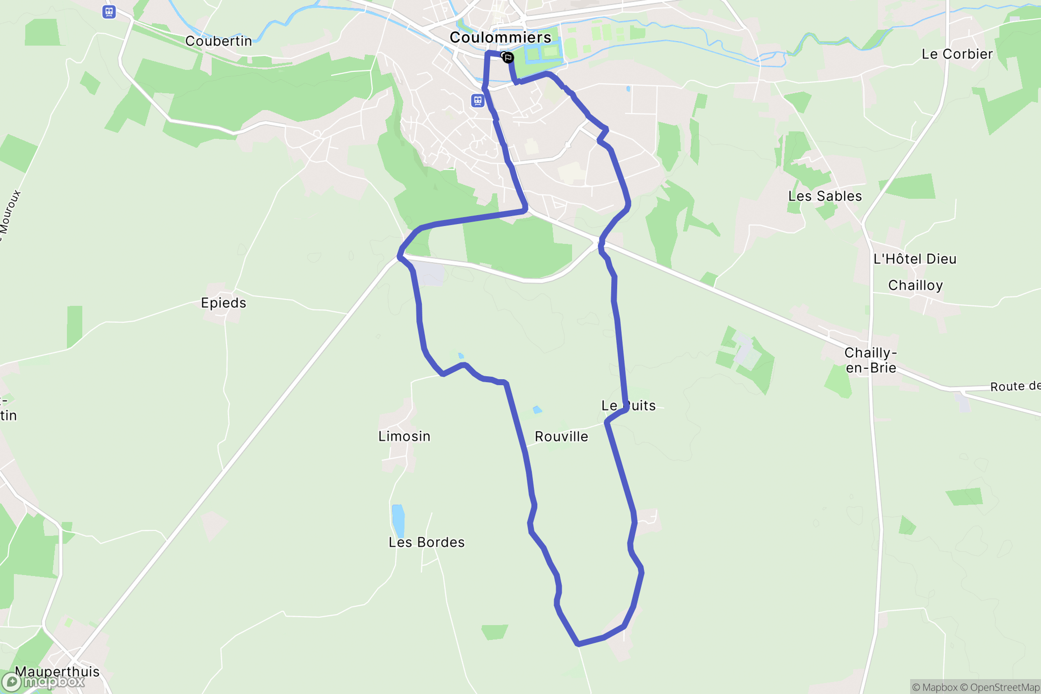 Coulommiers : carte du parcours de randonnée - France