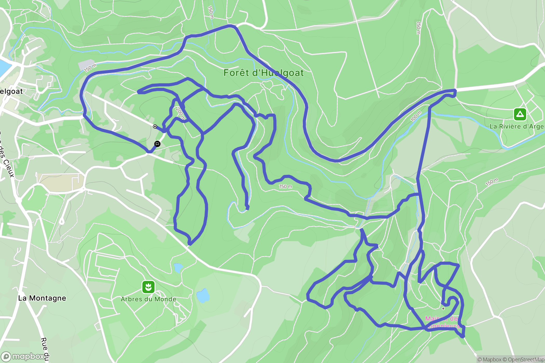 Huelgoat : carte du parcours de randonnée - France