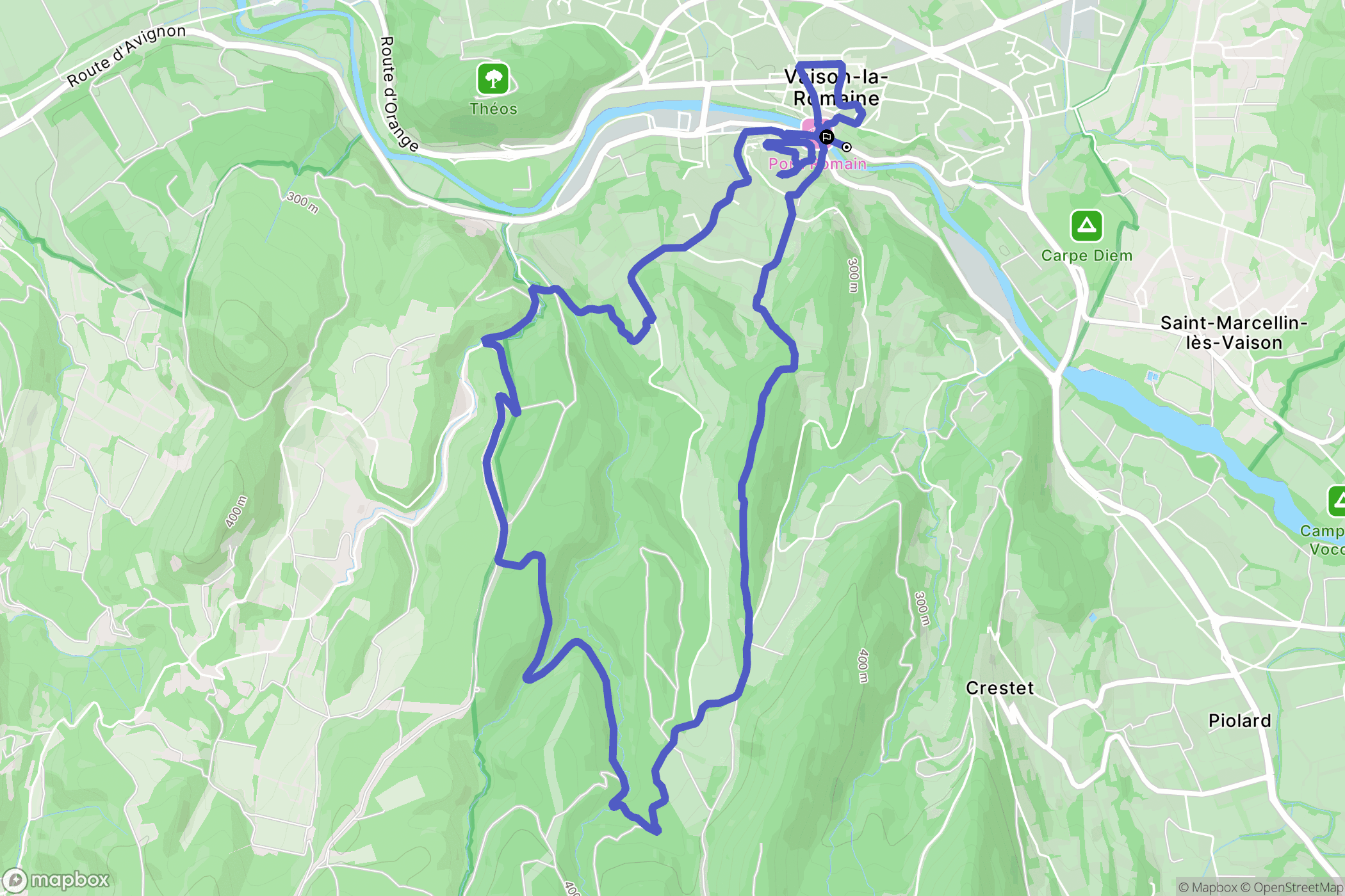 Vaison-la-Romaine : carte du parcours de randonnée - France