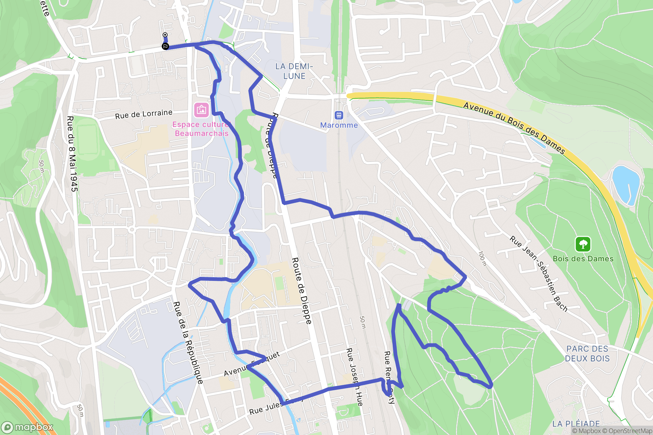 Maromme : carte du parcours de randonnée - France