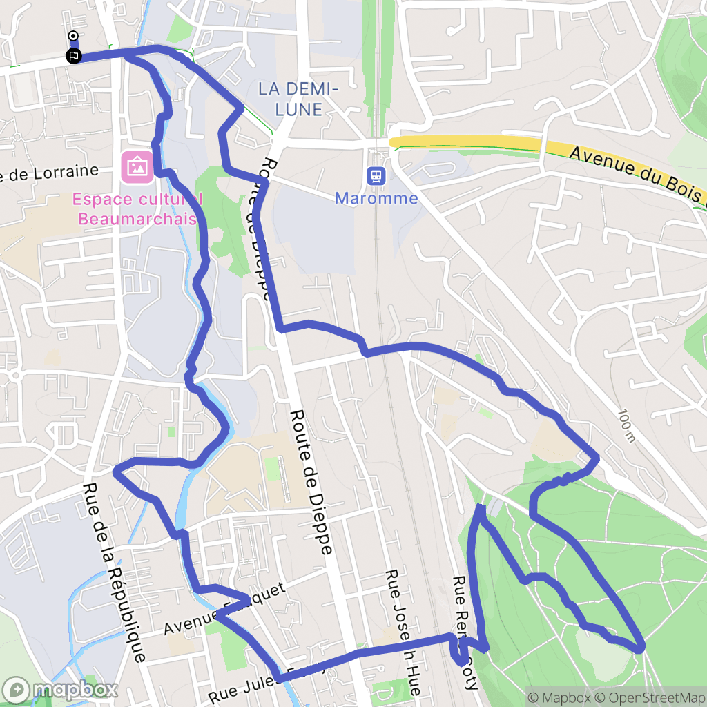 Maromme : carte du parcours de randonnée - France