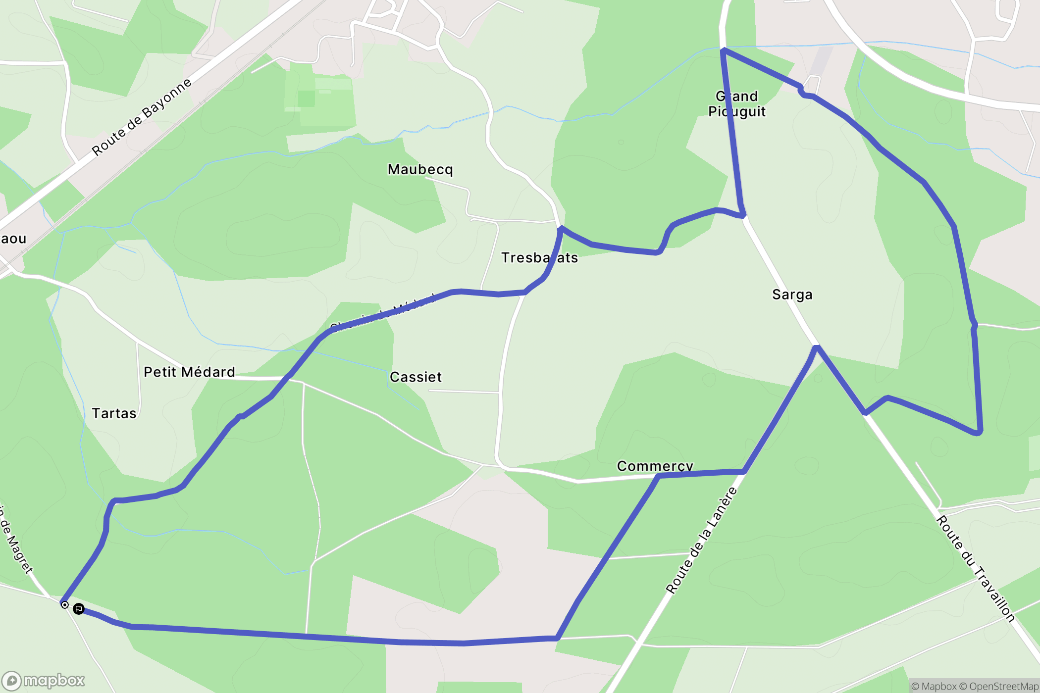 Saint-Vincent-de-Tyrosse : carte du parcours de randonnée - France