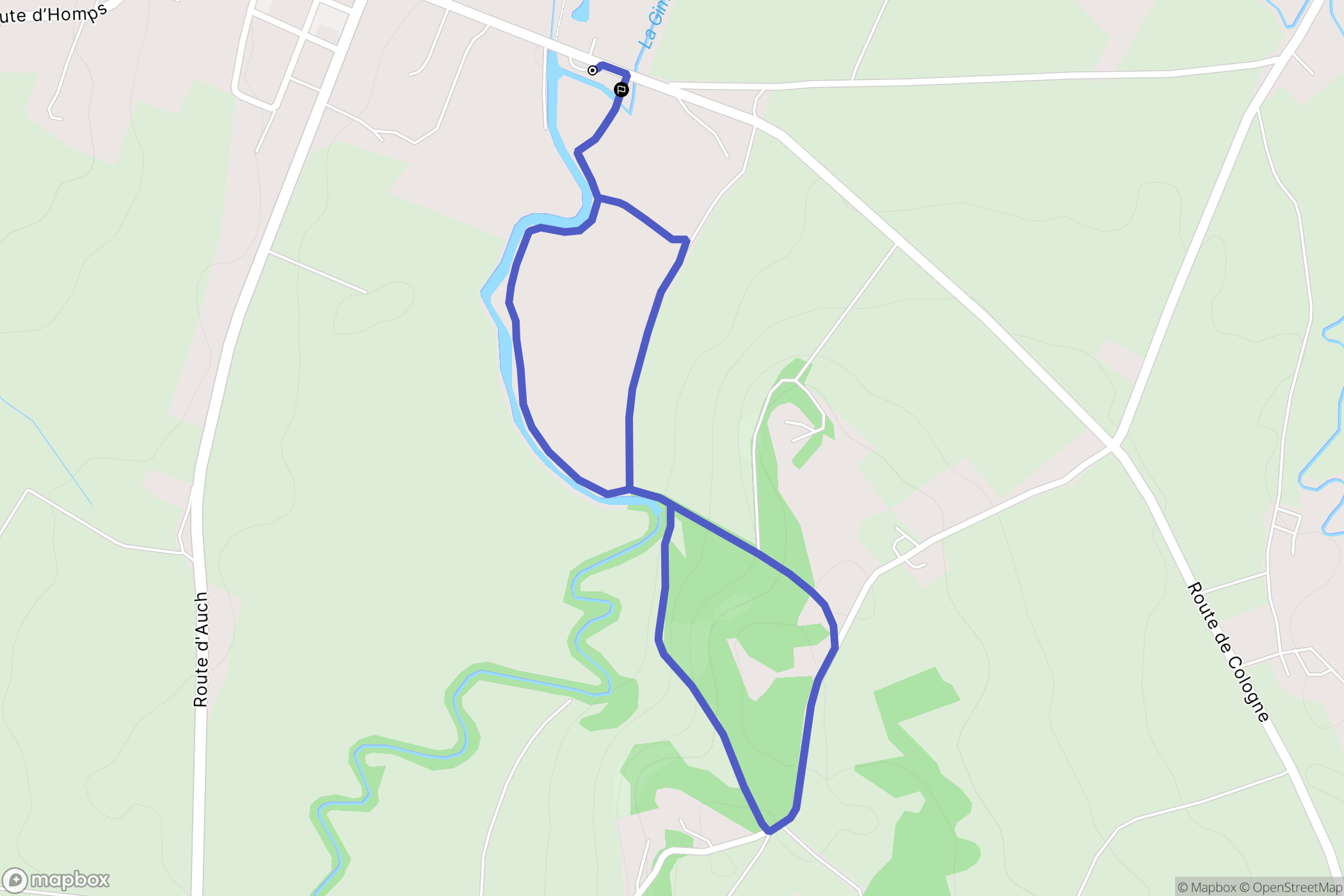 Solomiac : carte du parcours de randonnée - France