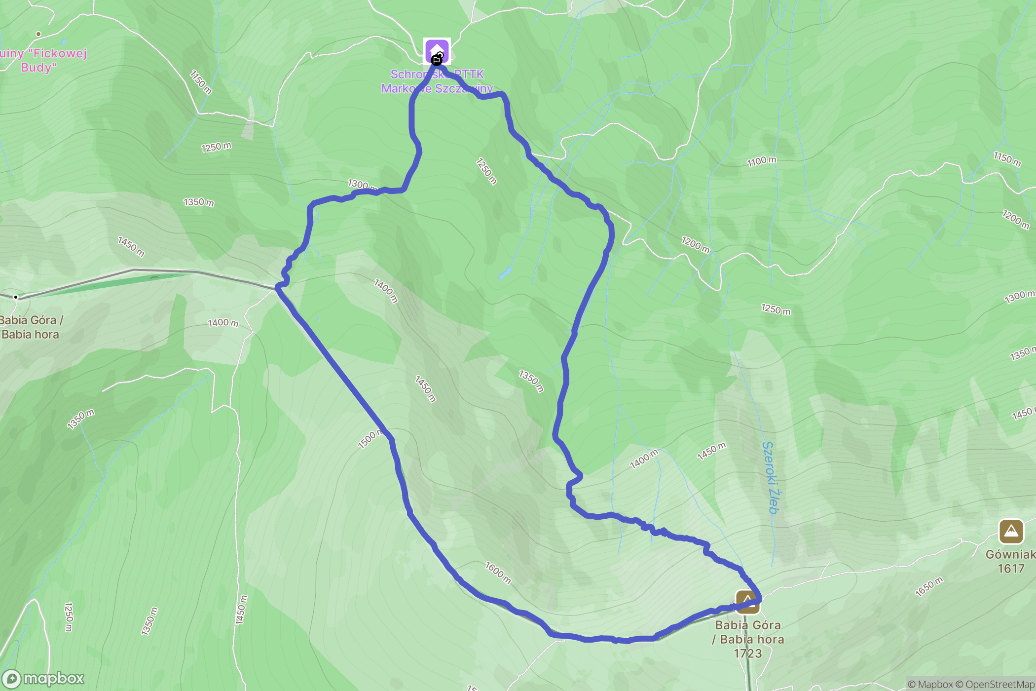 Zawoja: mapa trasy - Poland