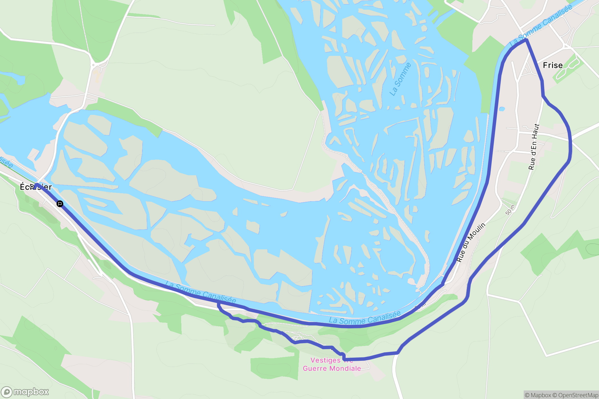 Éclusier-Vaux : carte du parcours de randonnée - France