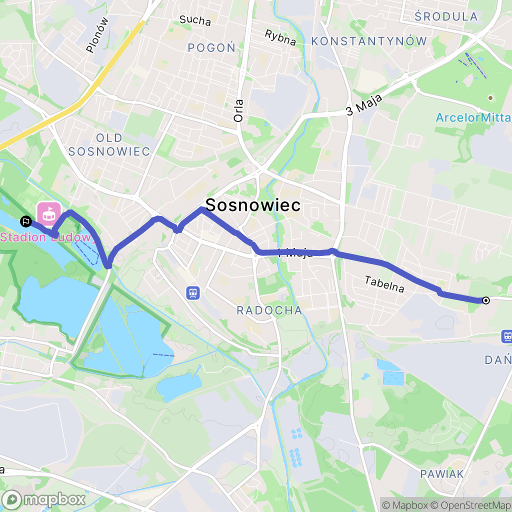 Sosnowiec: mapa trasy - Poland