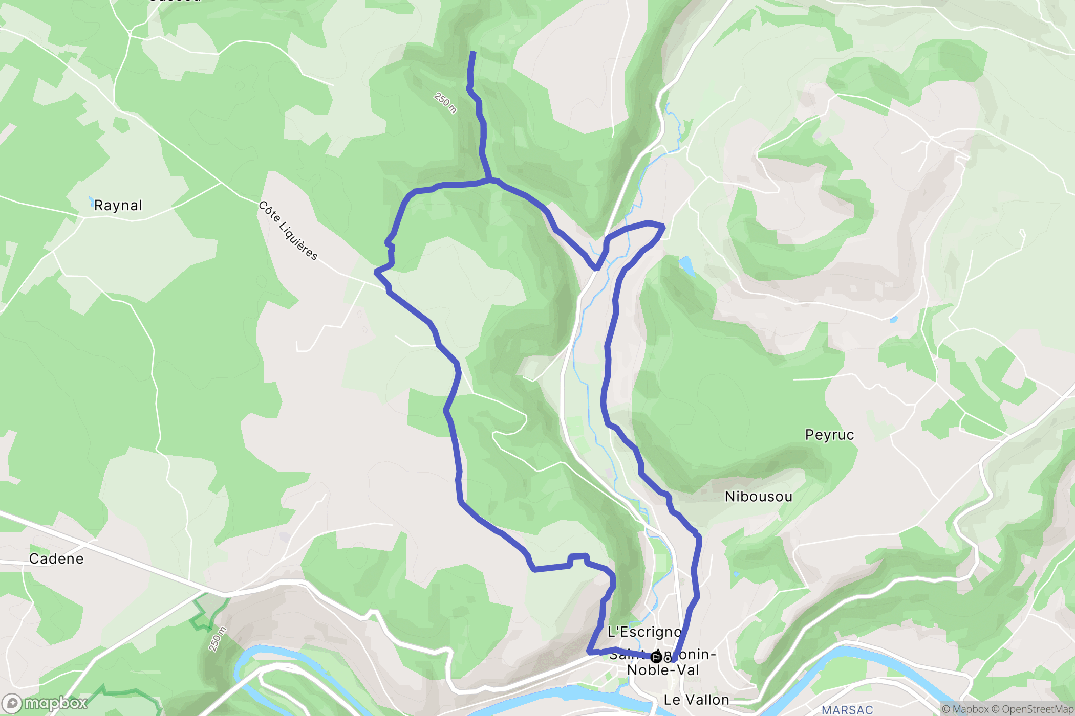 Saint-Antonin-Noble-Val : carte du parcours de randonnée - France