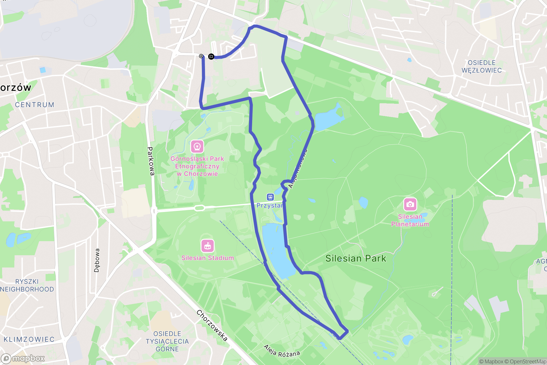Chorzów: mapa trasy - Poland