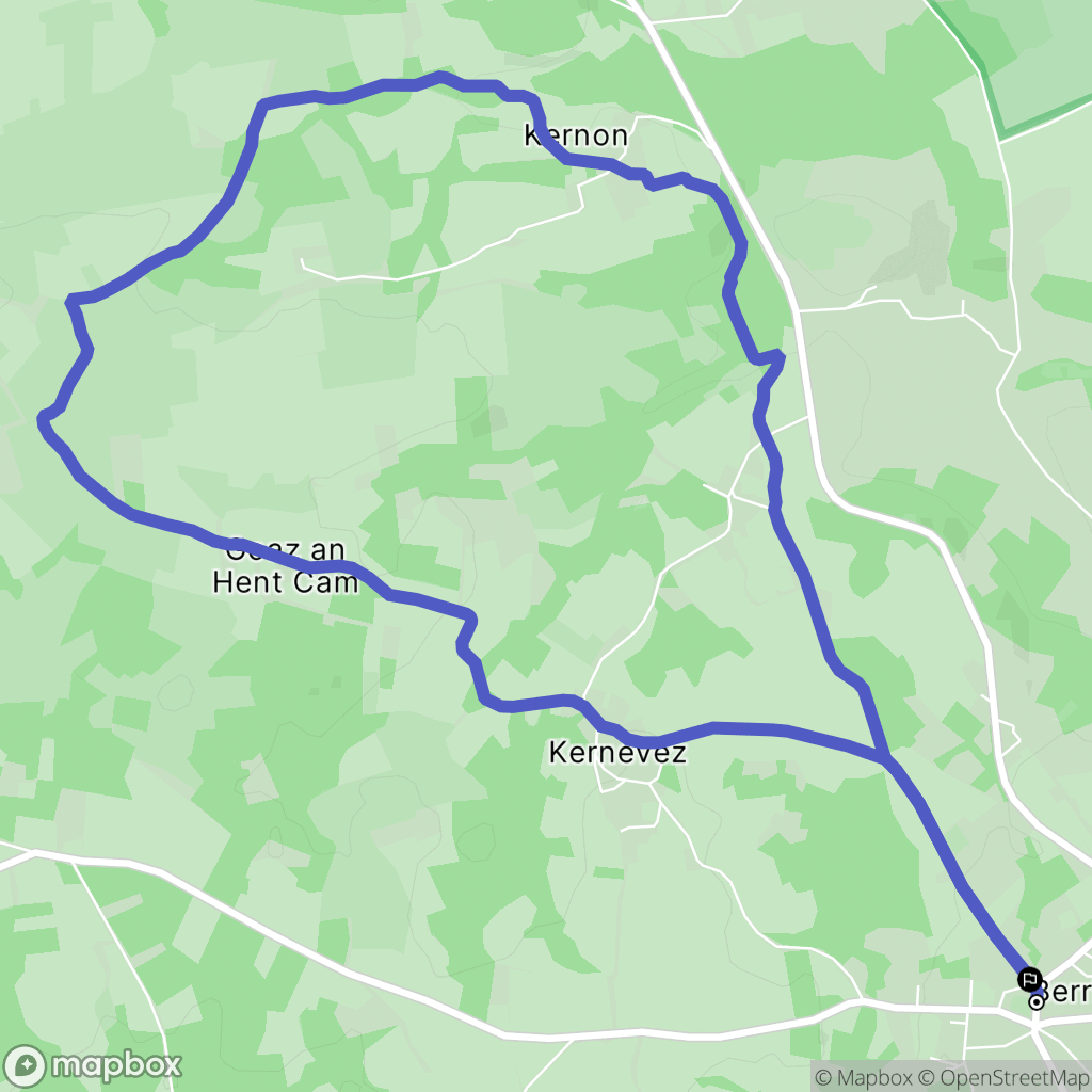 Berrien : carte du parcours de randonnée - France