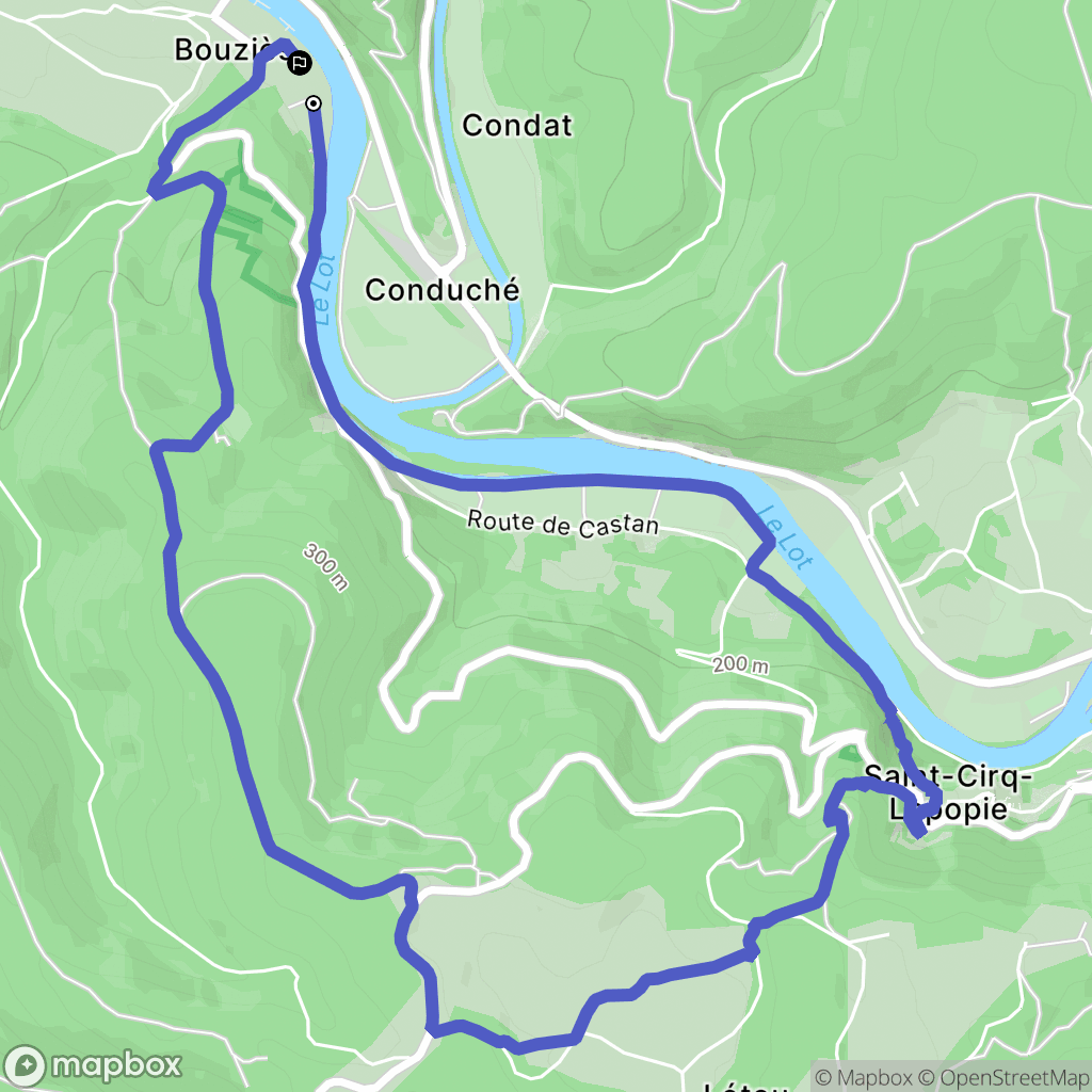Bouziès : carte du parcours de randonnée - France