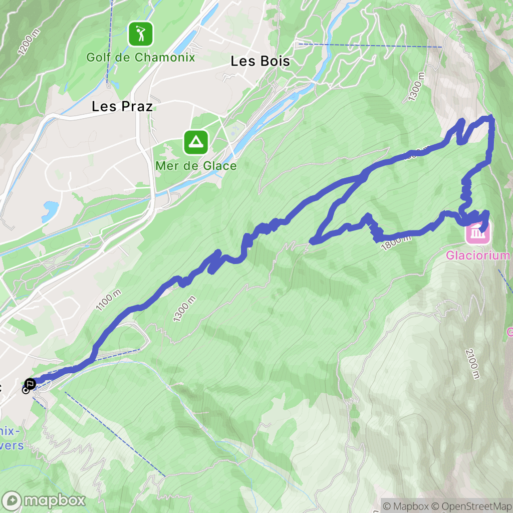 Chamonix-Mont-Blanc : carte du parcours de randonnée - France