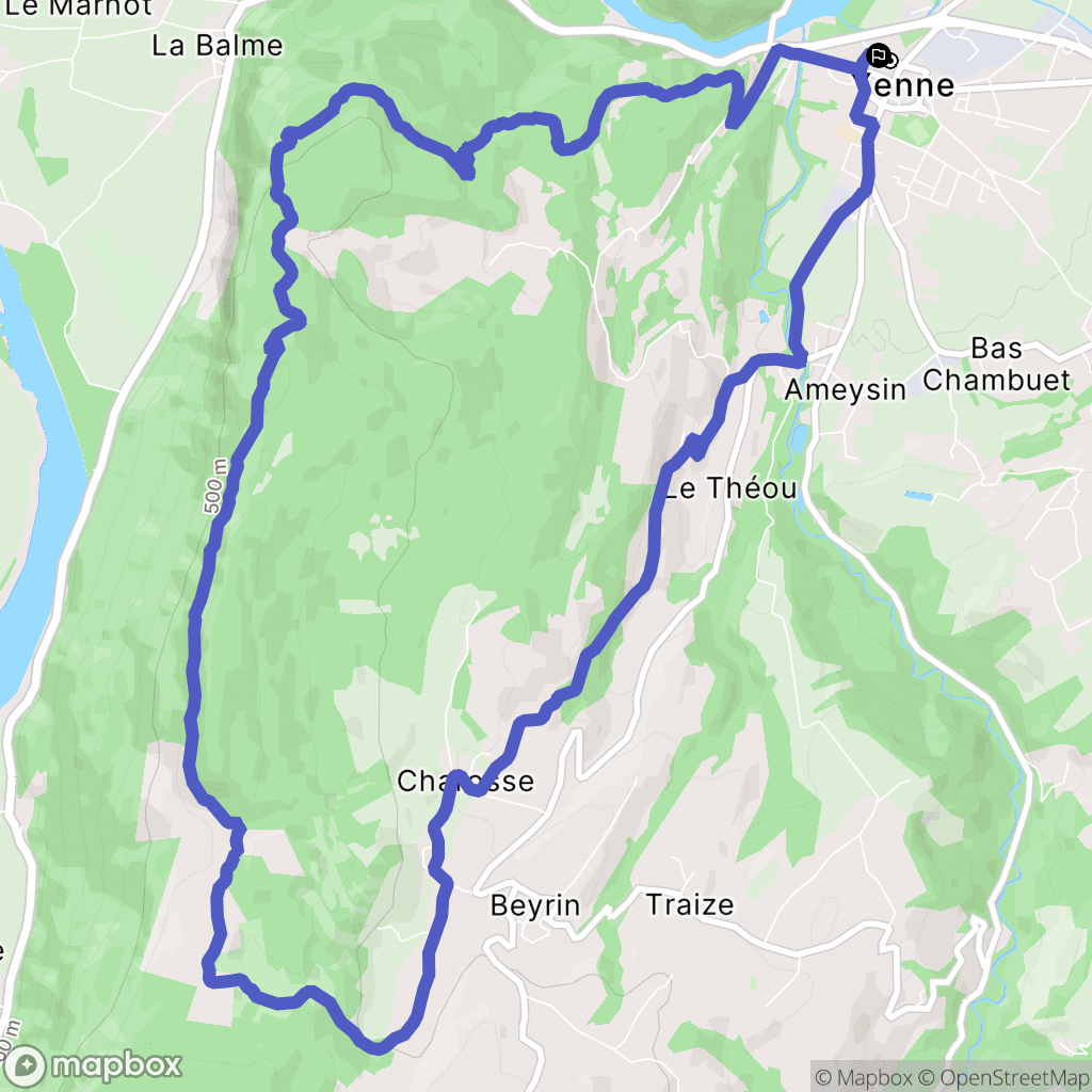 Yenne : carte du parcours de randonnée - France