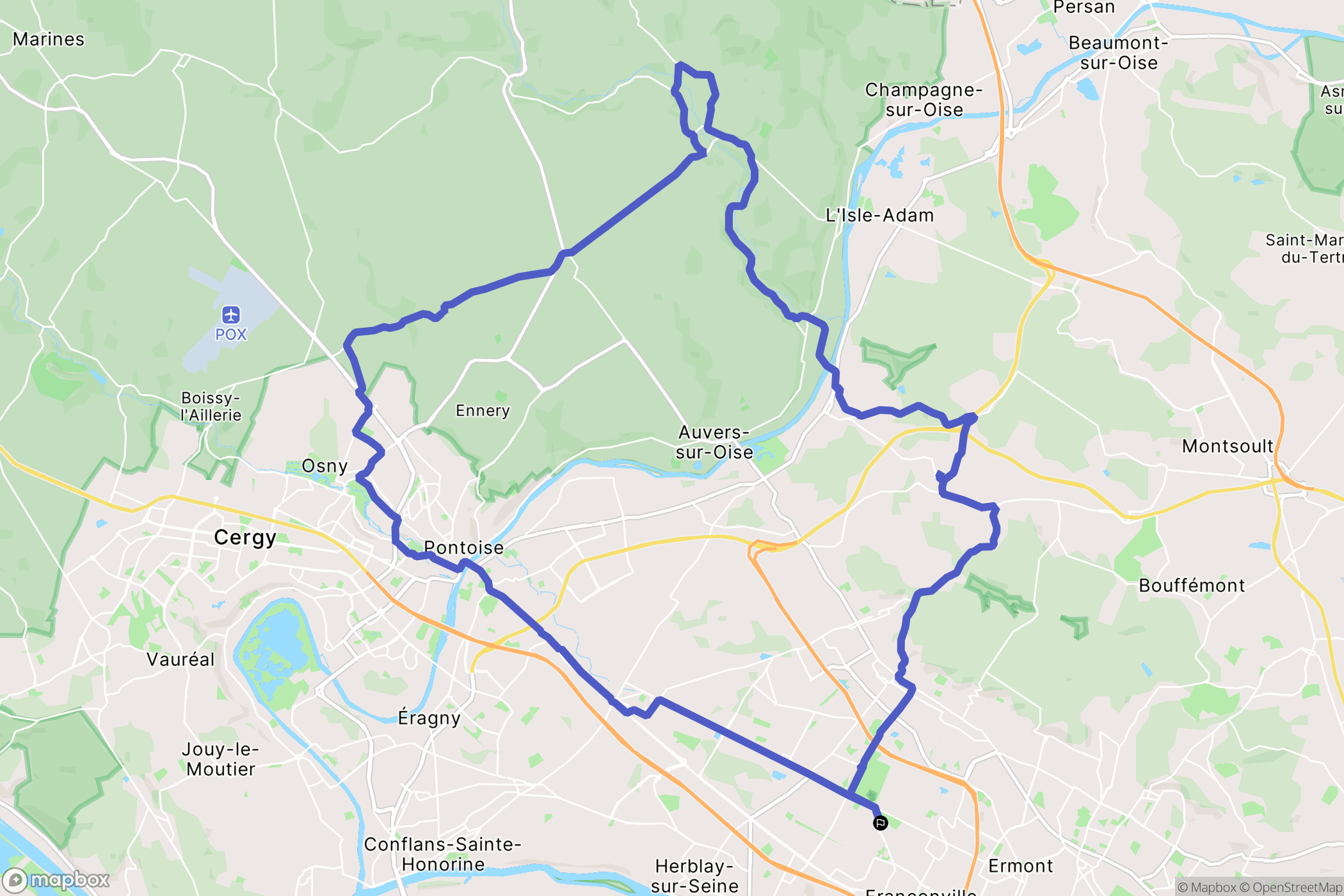 Franconville : carte du parcours de randonnée - France