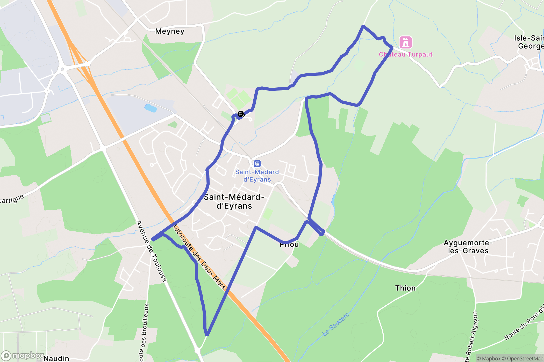 Saint-Médard-d'Eyrans : carte du parcours de randonnée - France