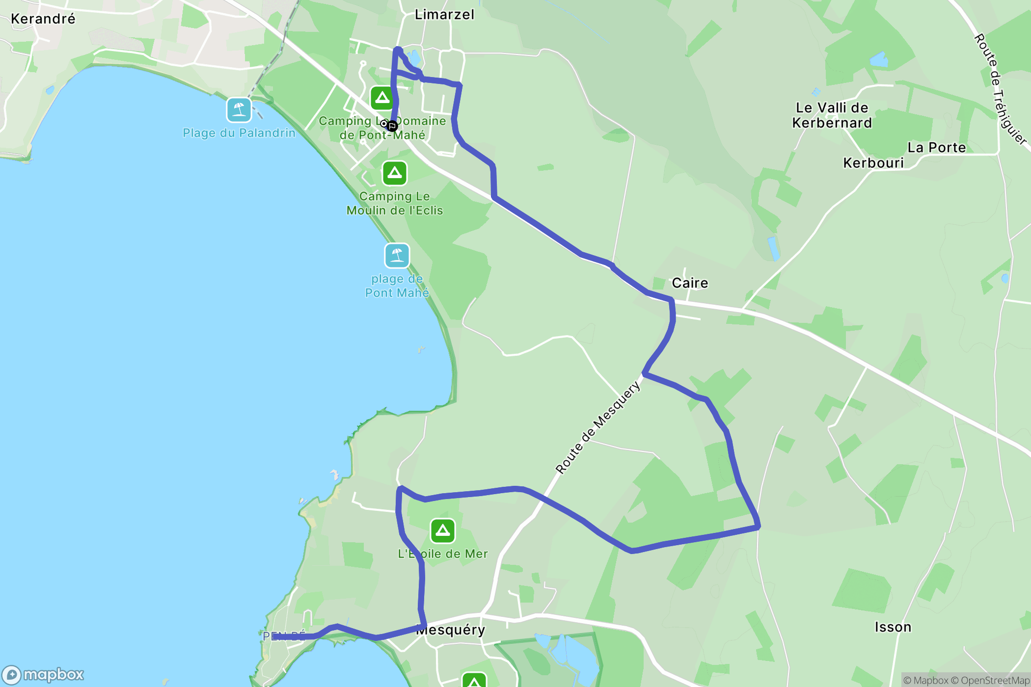 Assérac : carte du parcours de randonnée - France
