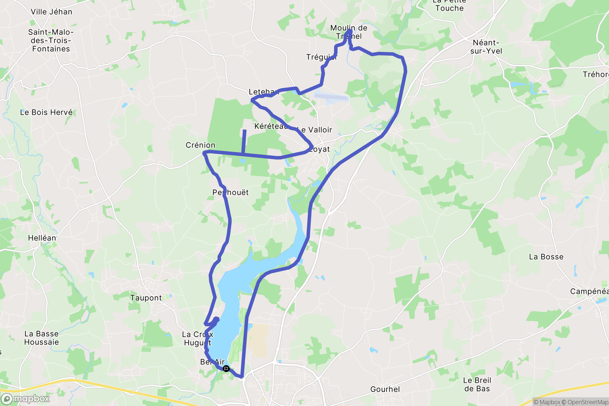 Ploërmel : carte du parcours de randonnée - France
