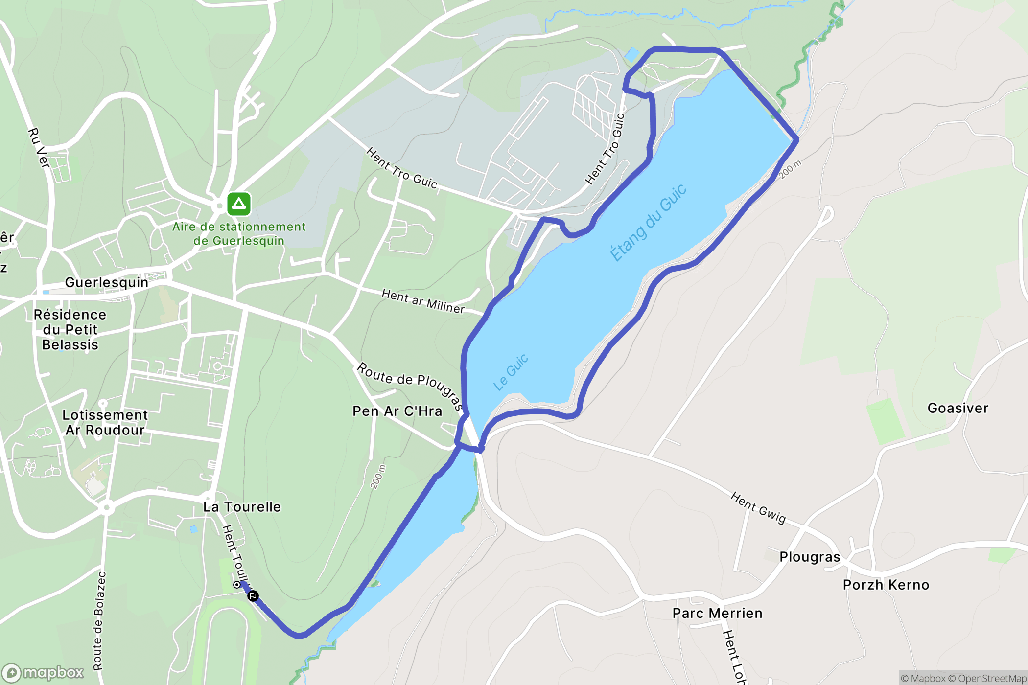 Guerlesquin : carte du parcours de randonnée - France