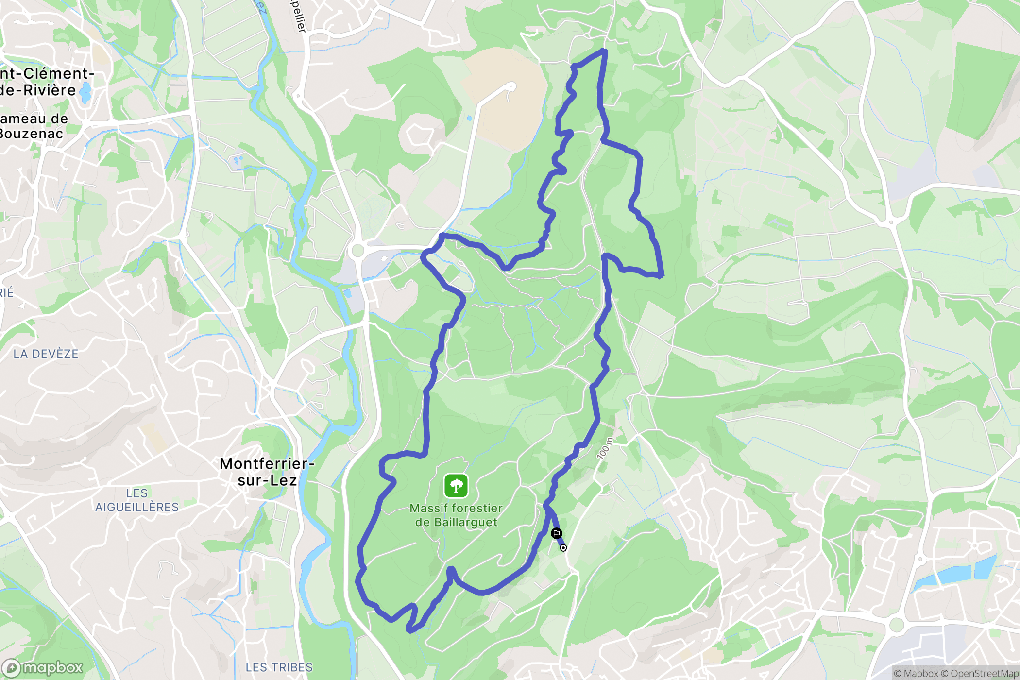 Clapiers : carte du parcours de randonnée - France