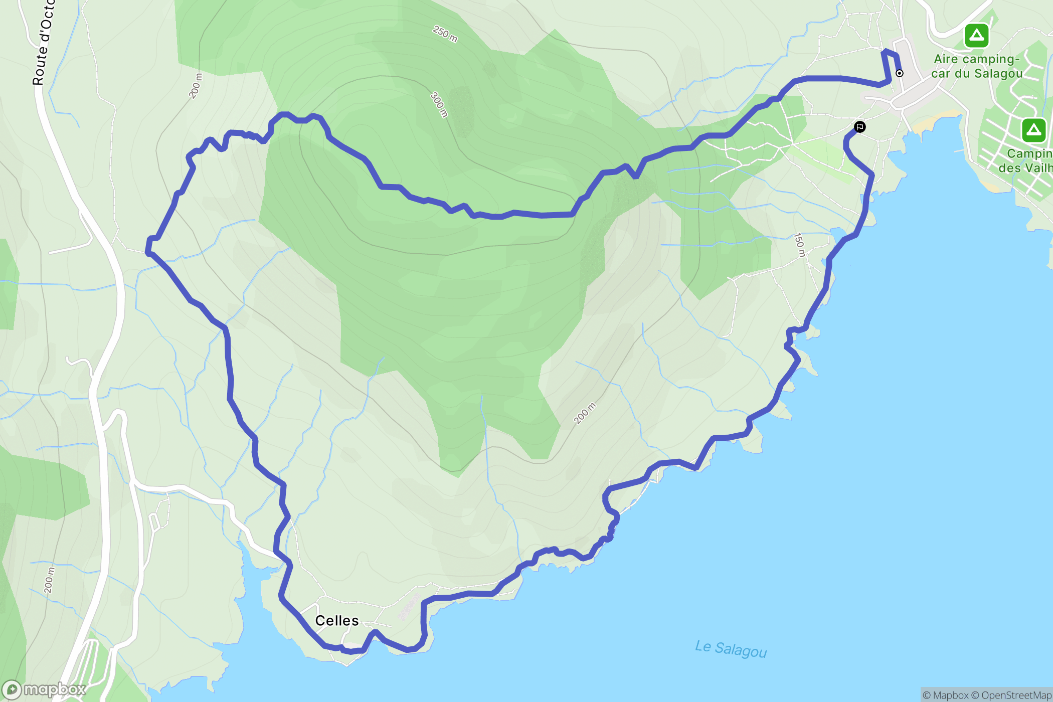 Celles : carte du parcours de randonnée - France