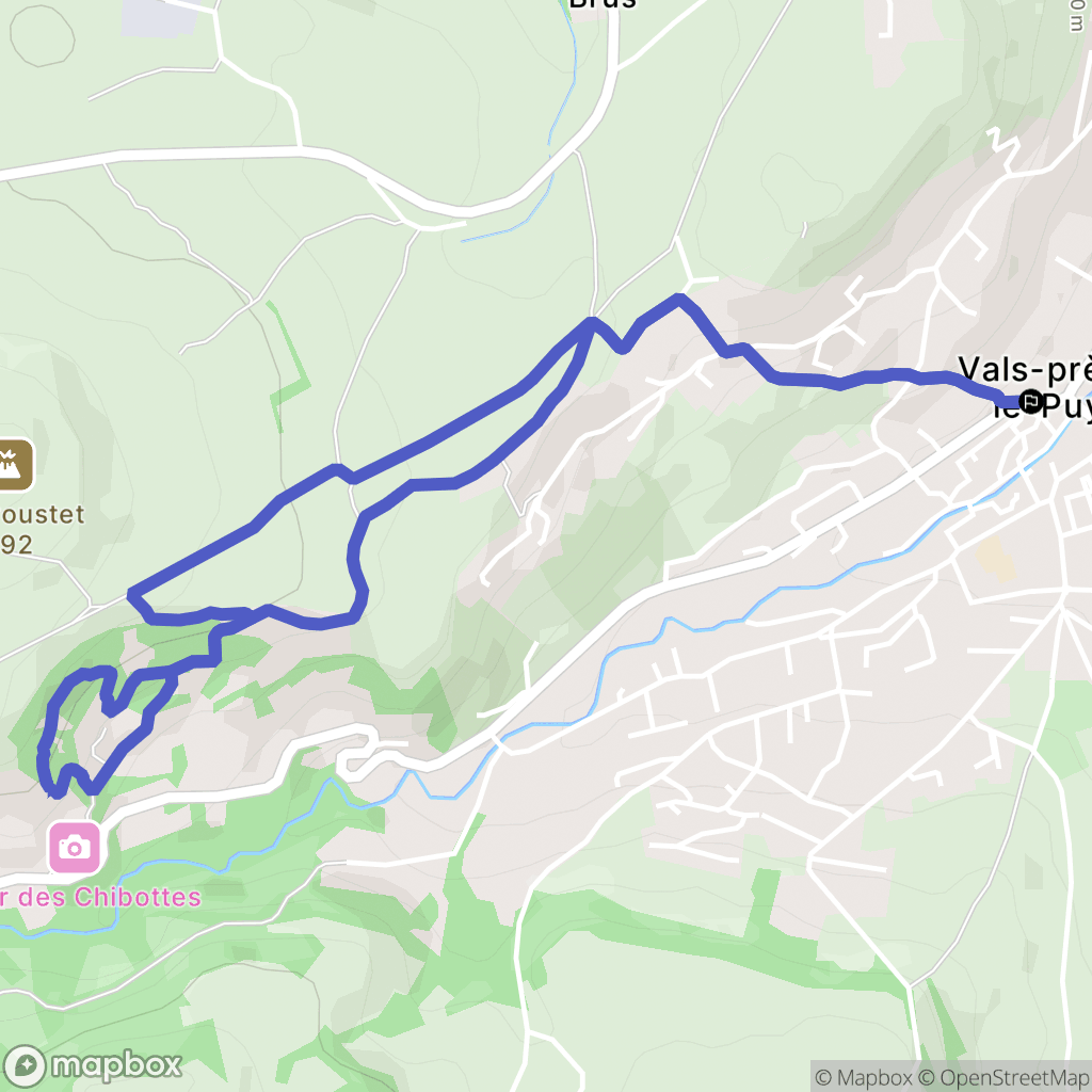 Vals-près-le-Puy : carte du parcours de randonnée - France