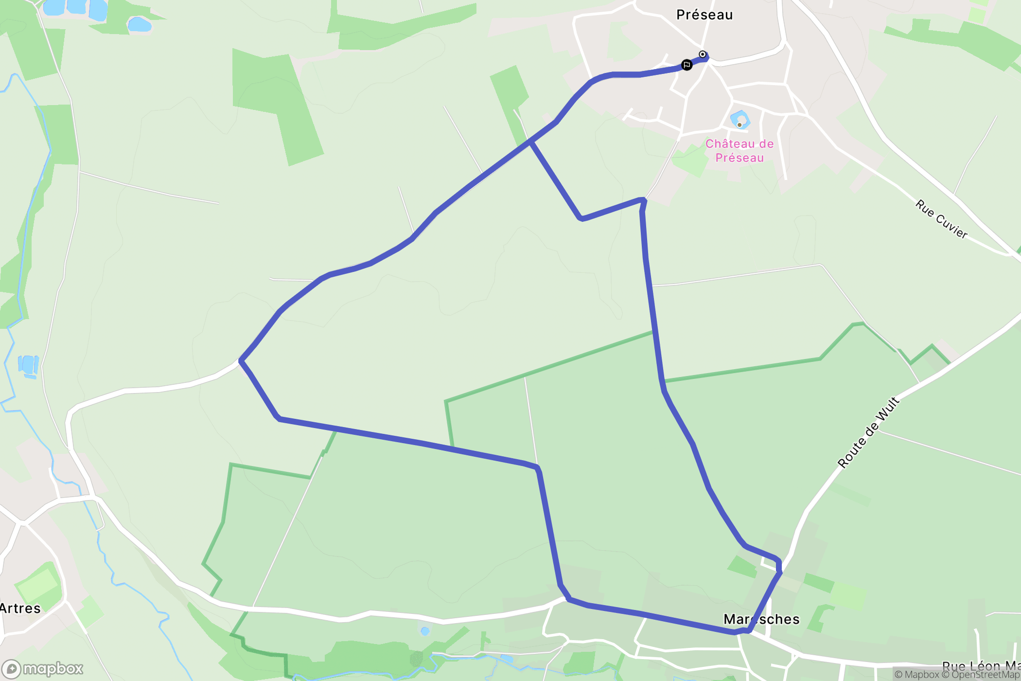 Préseau : carte du parcours de randonnée - France