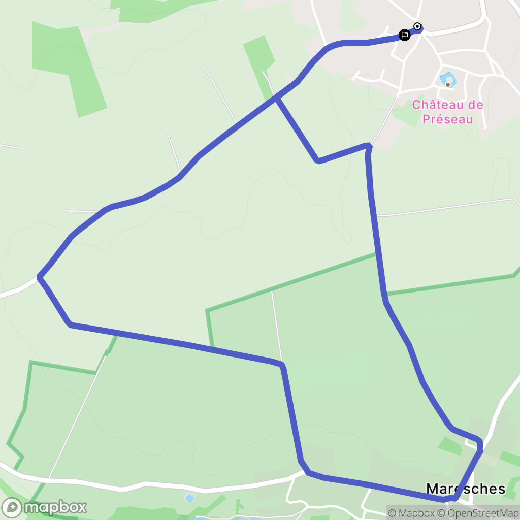Préseau : carte du parcours de randonnée - France