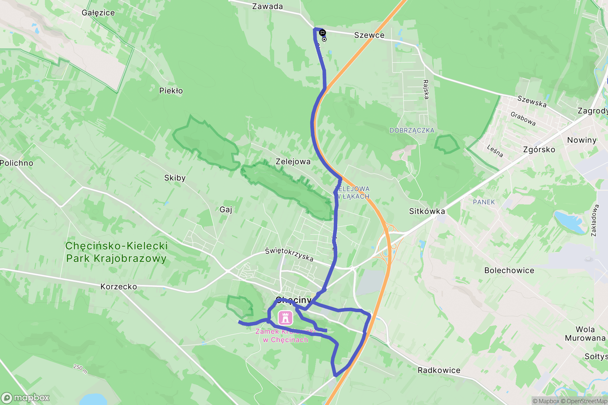 Szewce: mapa trasy - Poland