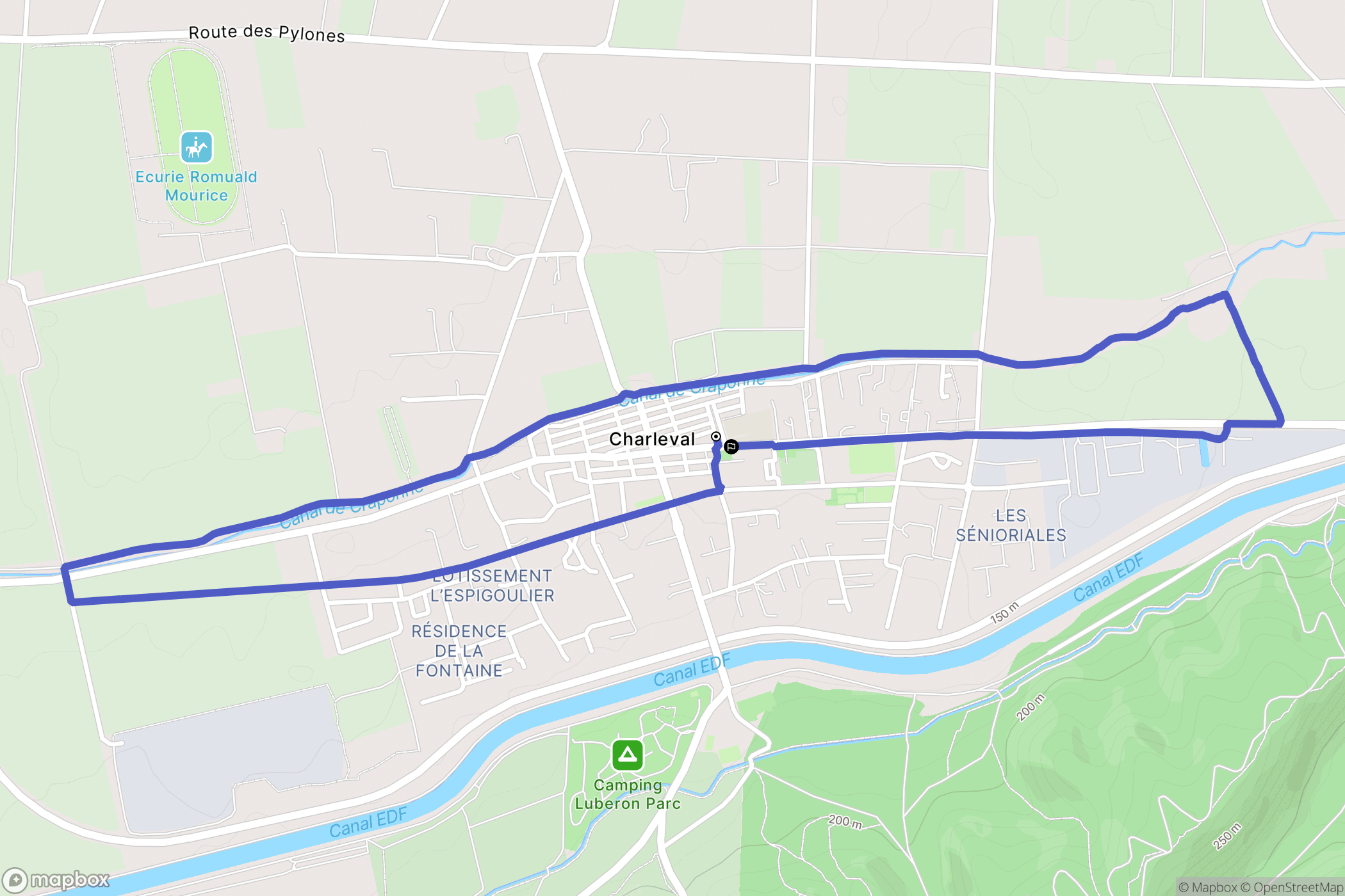 Charleval : carte du parcours de randonnée - France