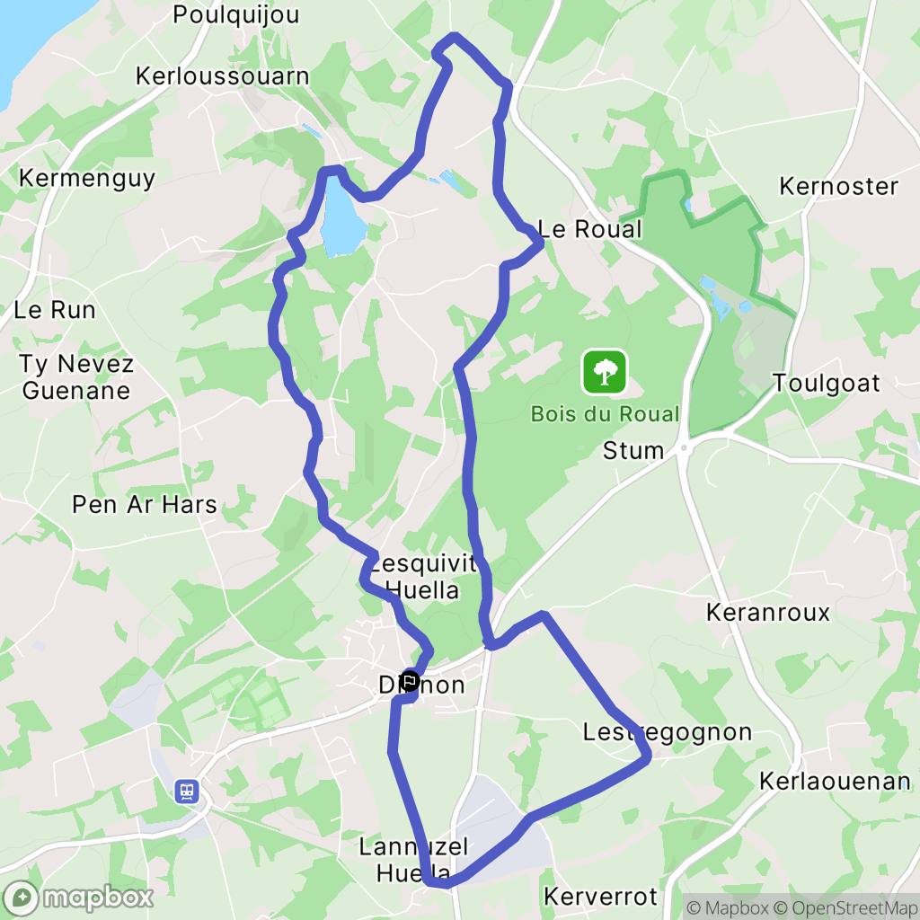 Dirinon : carte du parcours de randonnée - France