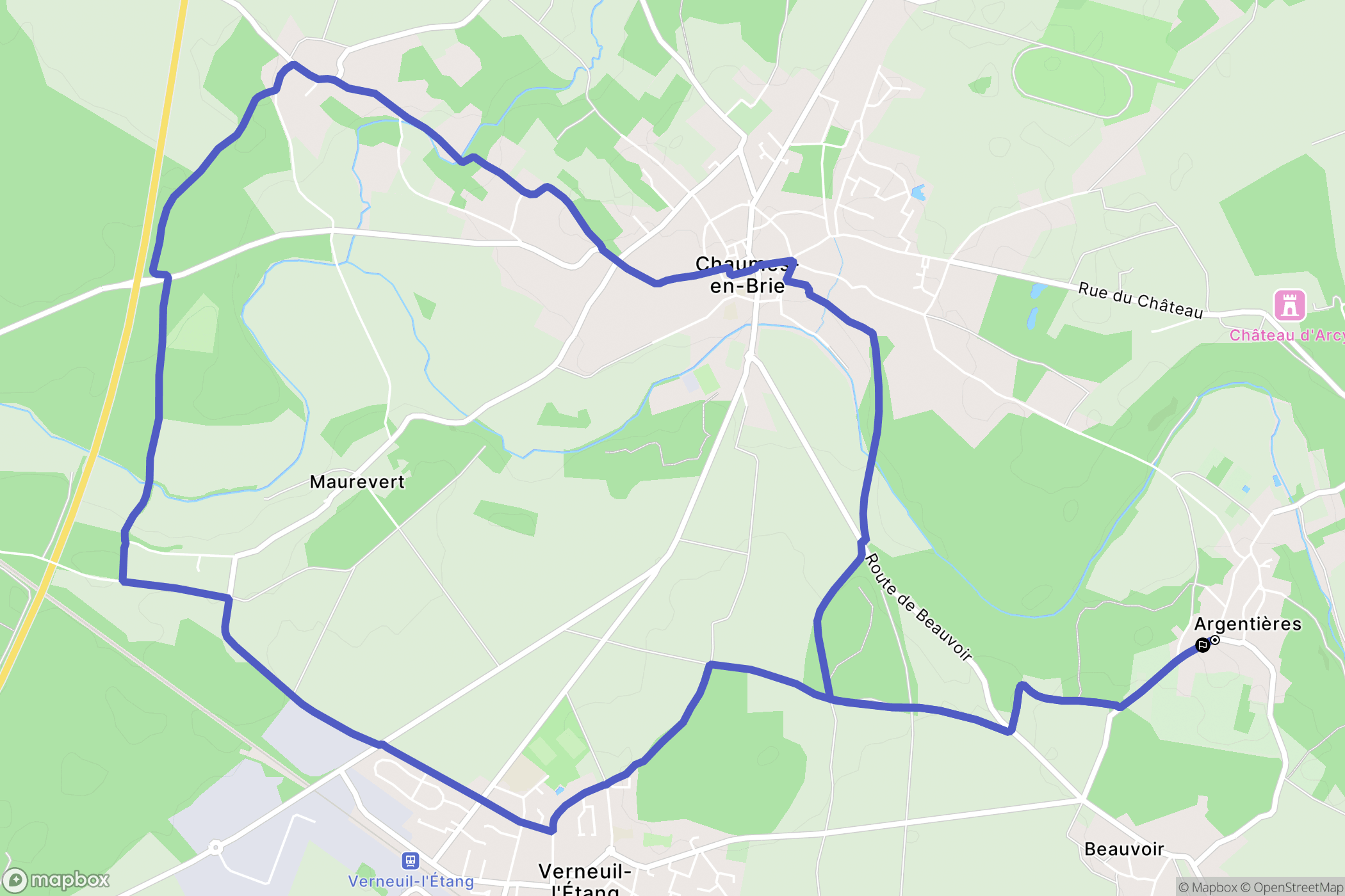 Argentières : carte du parcours de randonnée - France