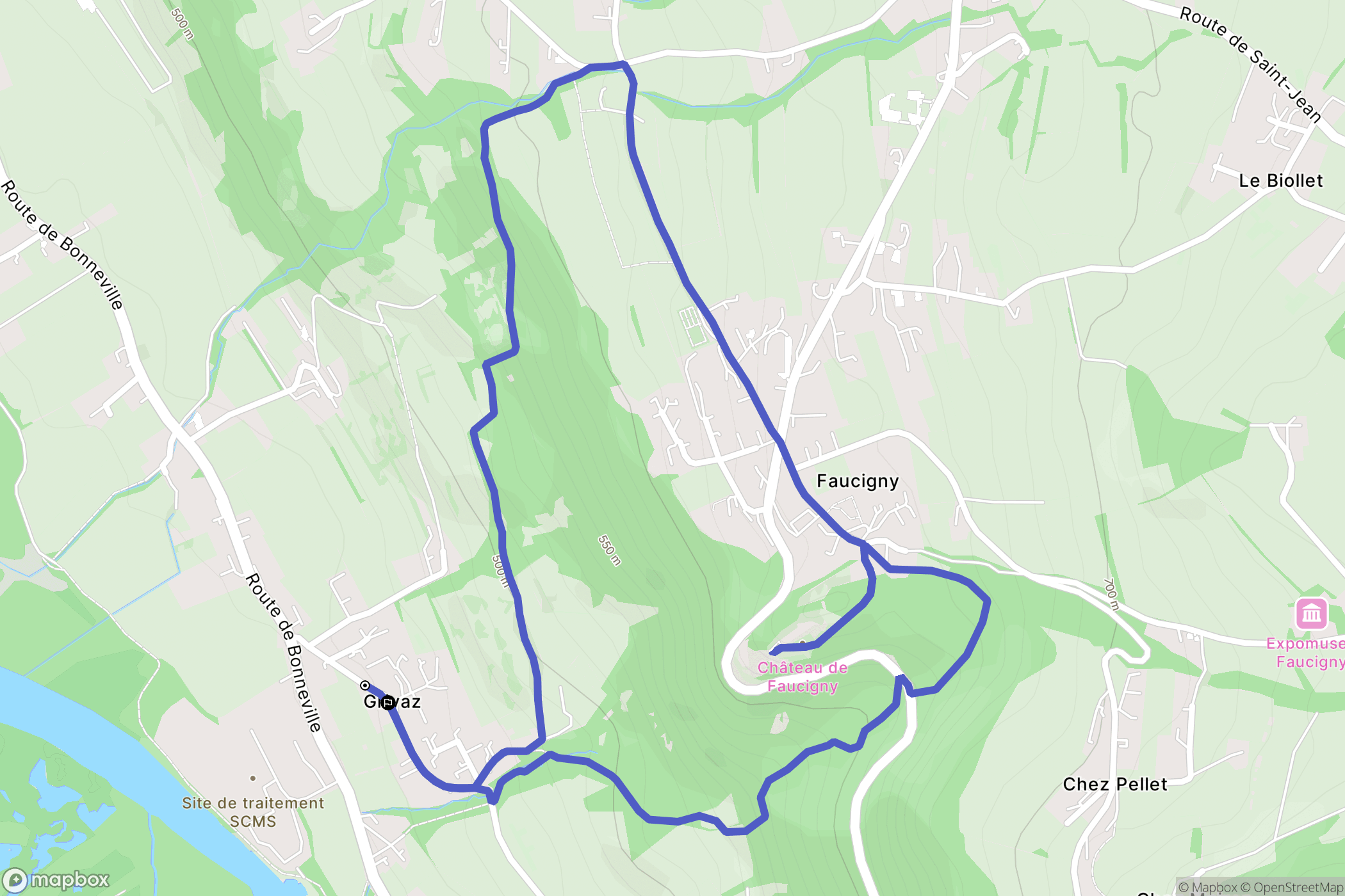 Contamine-sur-Arve : carte du parcours de randonnée - France