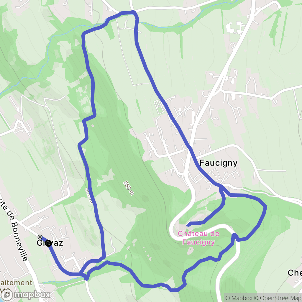 Contamine-sur-Arve : carte du parcours de randonnée - France