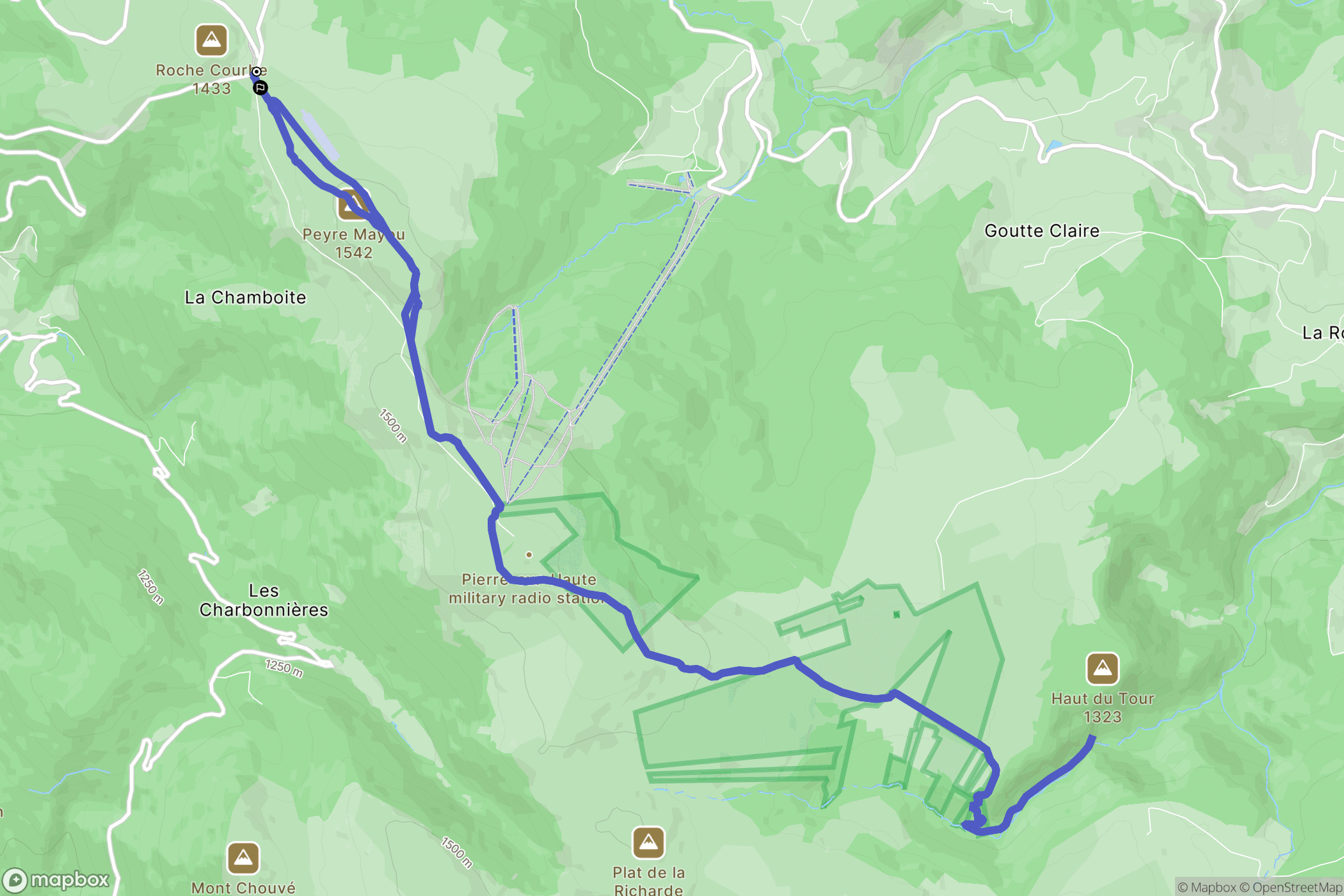 Saint-Pierre-la-Bourlhonne : carte du parcours de randonnée - France