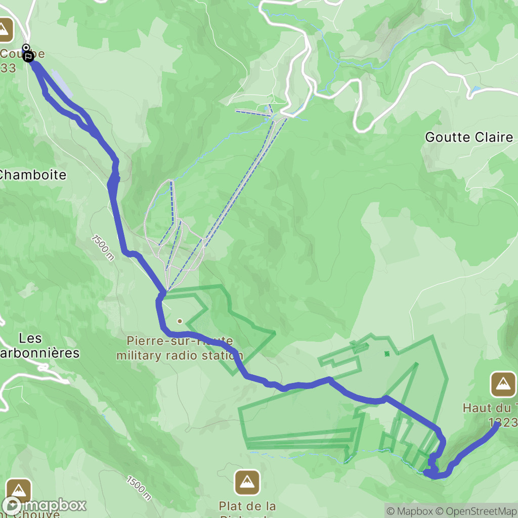 Saint-Pierre-la-Bourlhonne : carte du parcours de randonnée - France