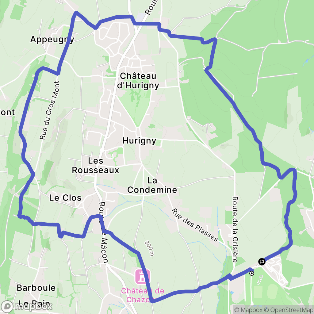 Hurigny : carte du parcours de randonnée - France
