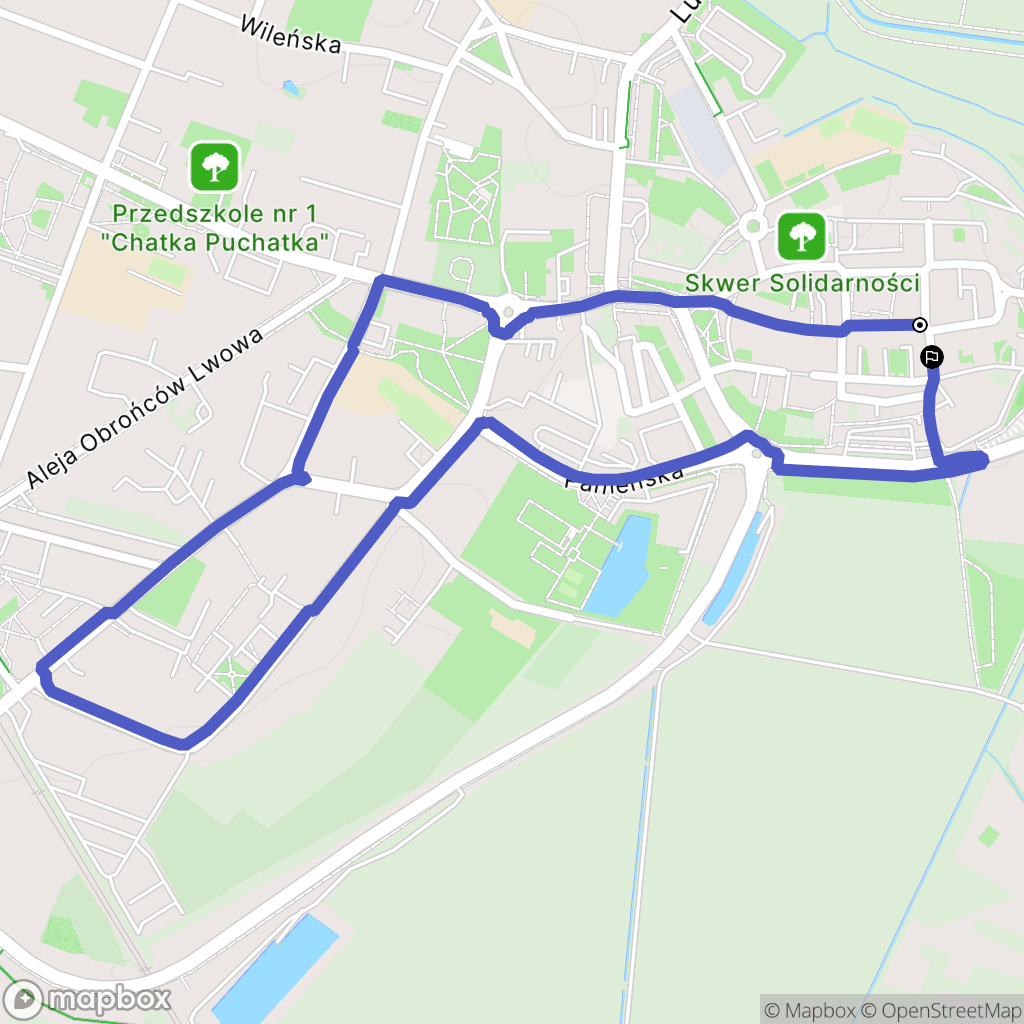 Wołów: mapa trasy - Poland