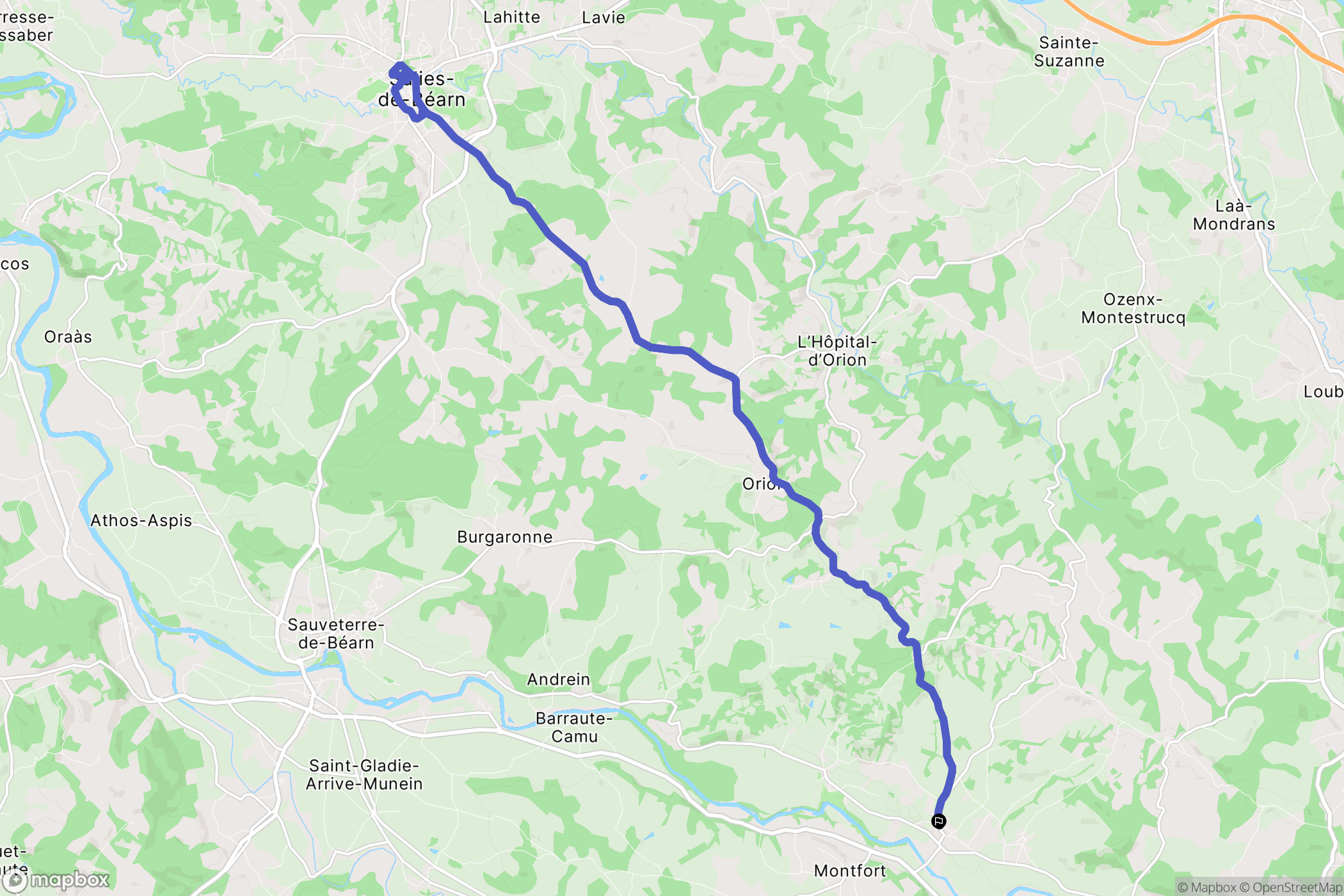 Narp : carte du parcours de randonnée - France
