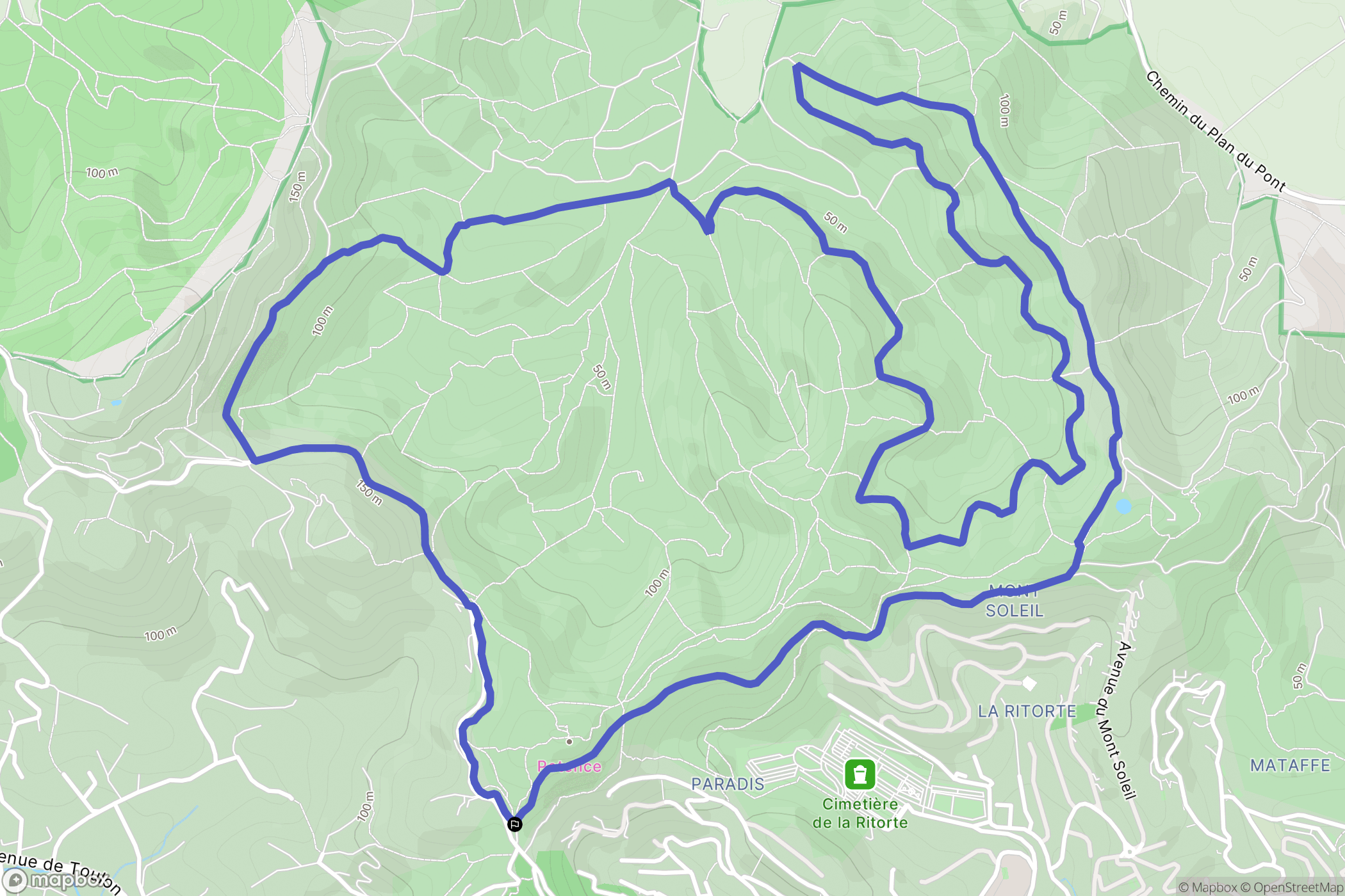 Hyères : carte du parcours de randonnée - France
