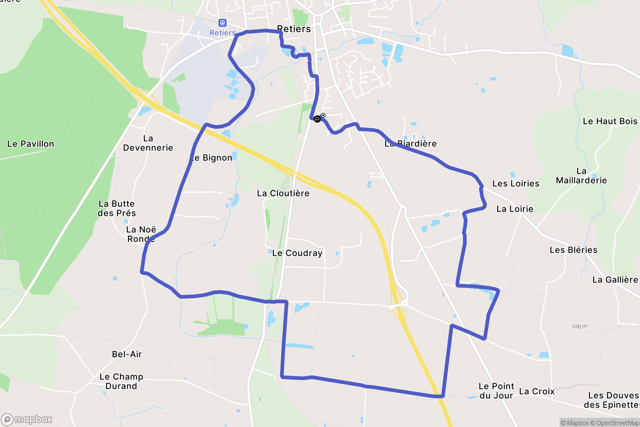 Retiers : carte du parcours de randonnée - France