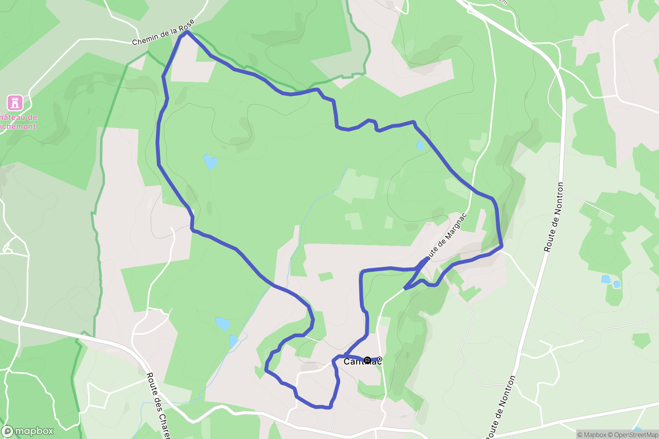 Brantôme en Périgord : carte du parcours de randonnée - France