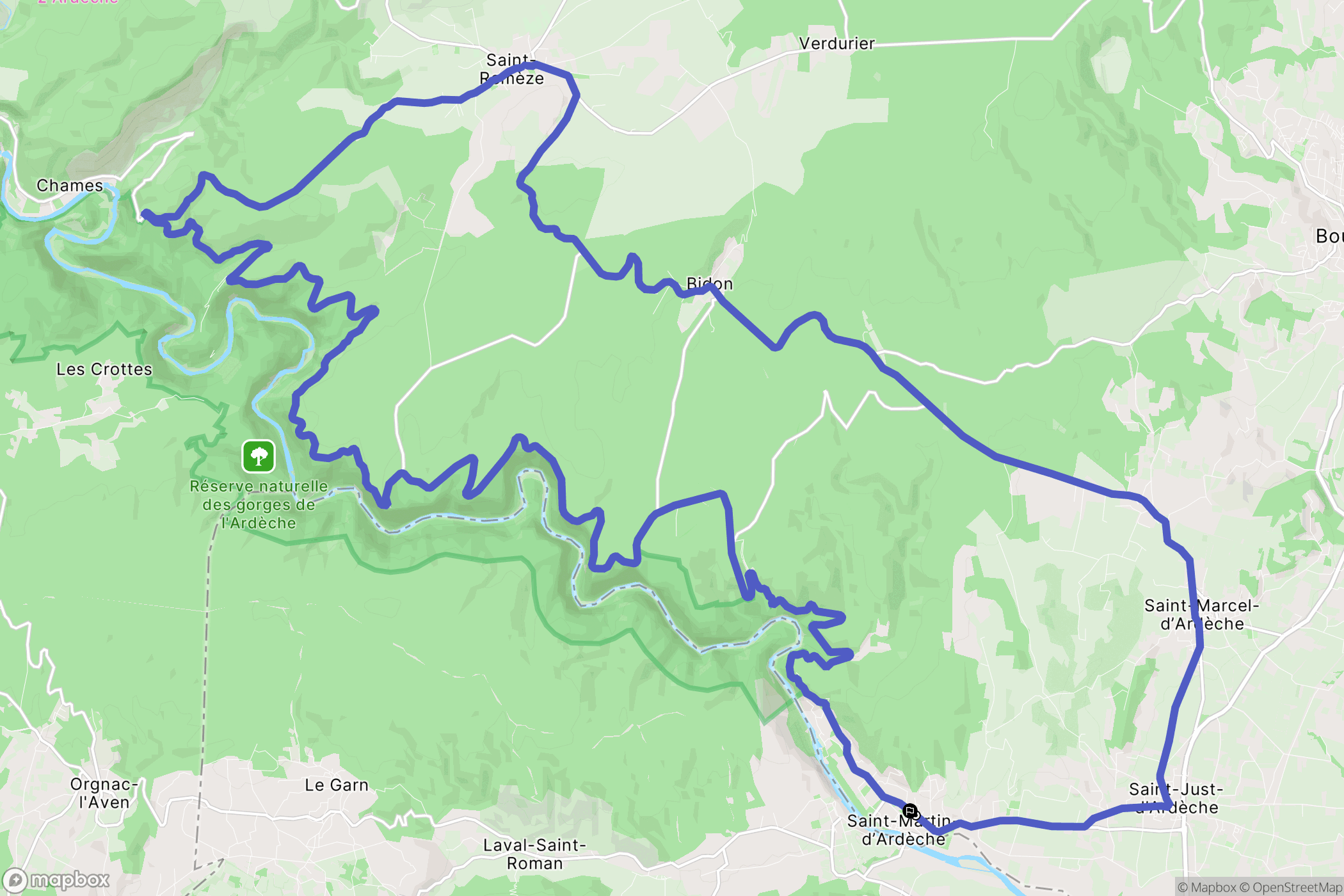 Saint-Martin-d'Ardèche : carte du parcours de randonnée - France