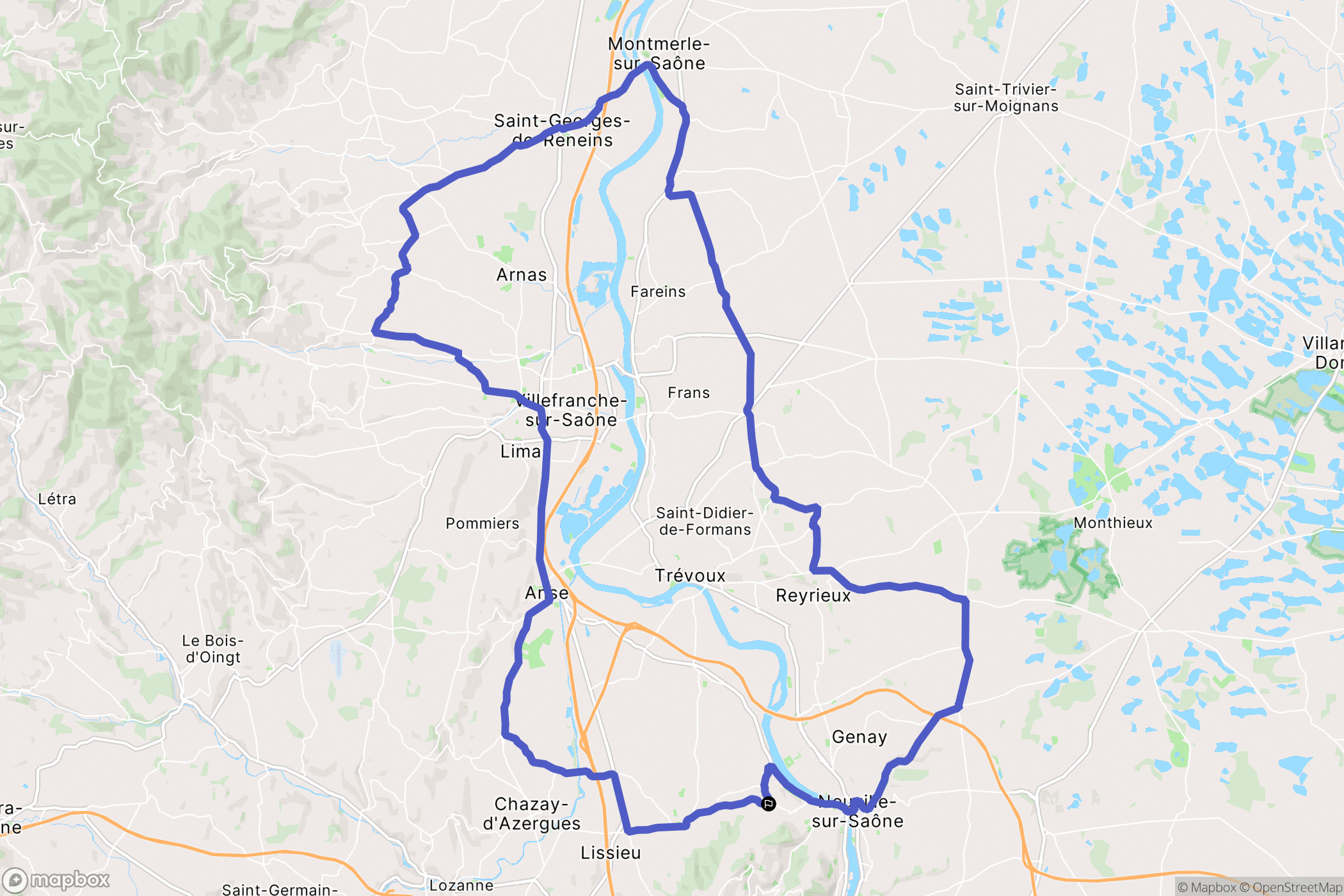 Saint-Germain-au-Mont-d'Or : carte du parcours de randonnée - France